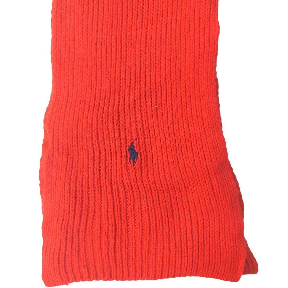 POLO Ralph Lauren 80s Vintage Red Knit Scarf Black Embroidered Polo Logo Scarves - Picture 4 of 8